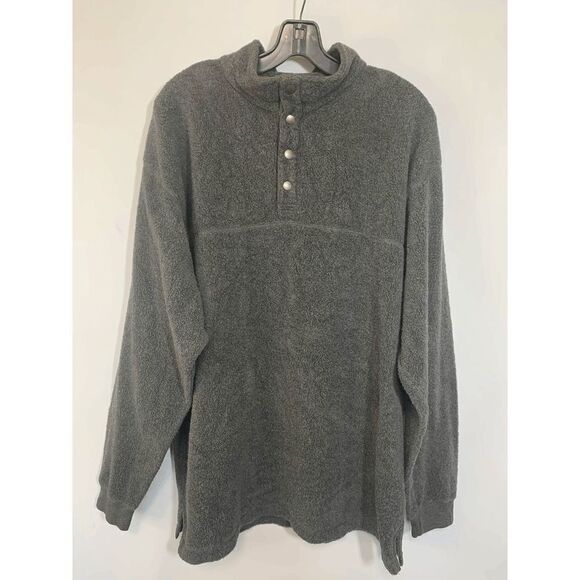 Vintage Norm Thompson Mens 1/2 Button Fleece Pullover Sweater Gray Size Large - Picture 1 of 7